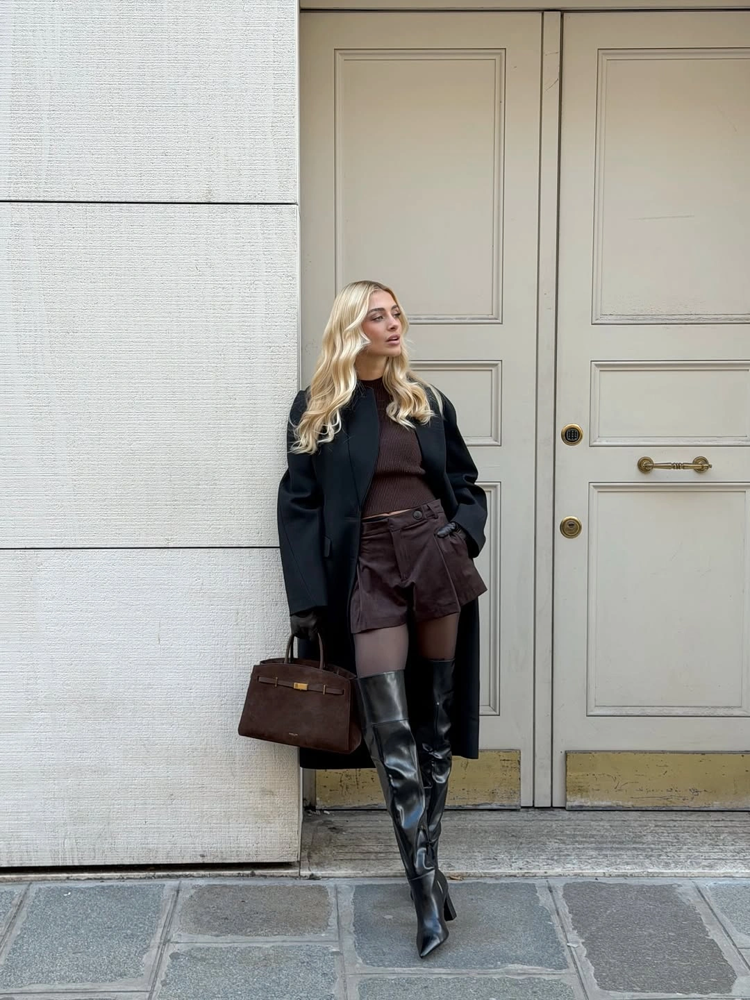fall outfits with heeled boots 2026 Chocolate Tones With Over The Knee Boots