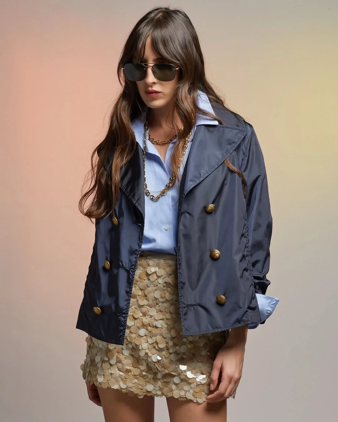 fall outfits with peacoat 2026 Modern Navy Outerwear With a Hint of Sparkle
