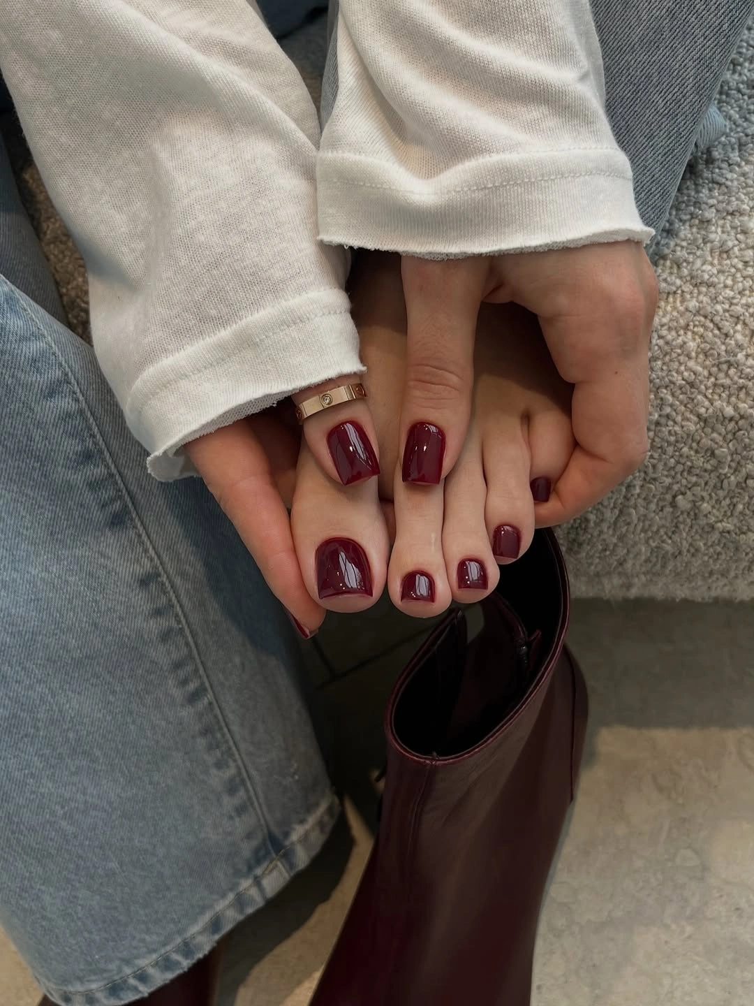 fall pedicure ideas 2026 Classic Burgundy That Always Feels Right