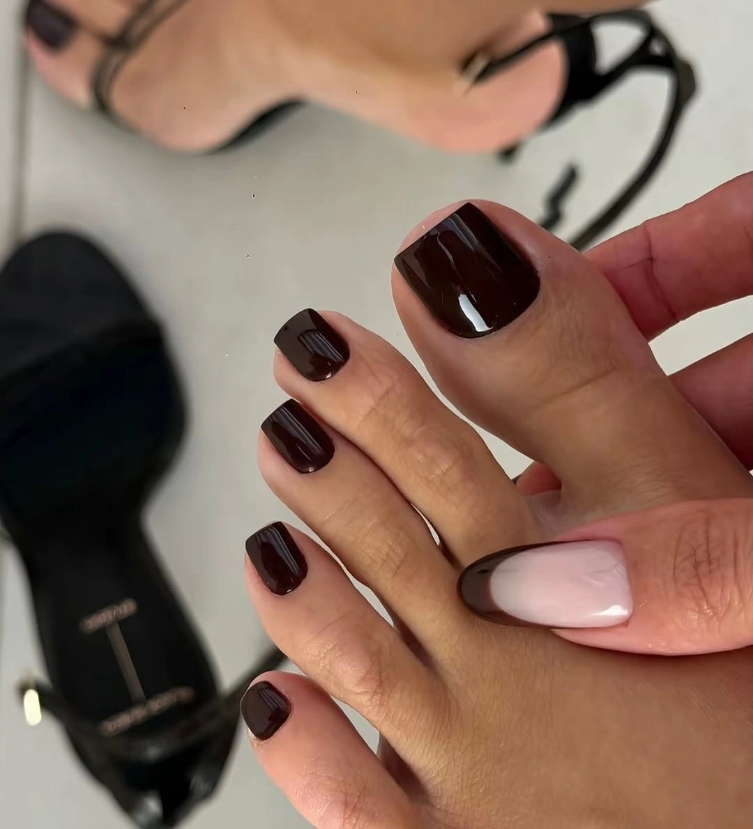fall pedicure ideas 2026 Dark Espresso Minimalism