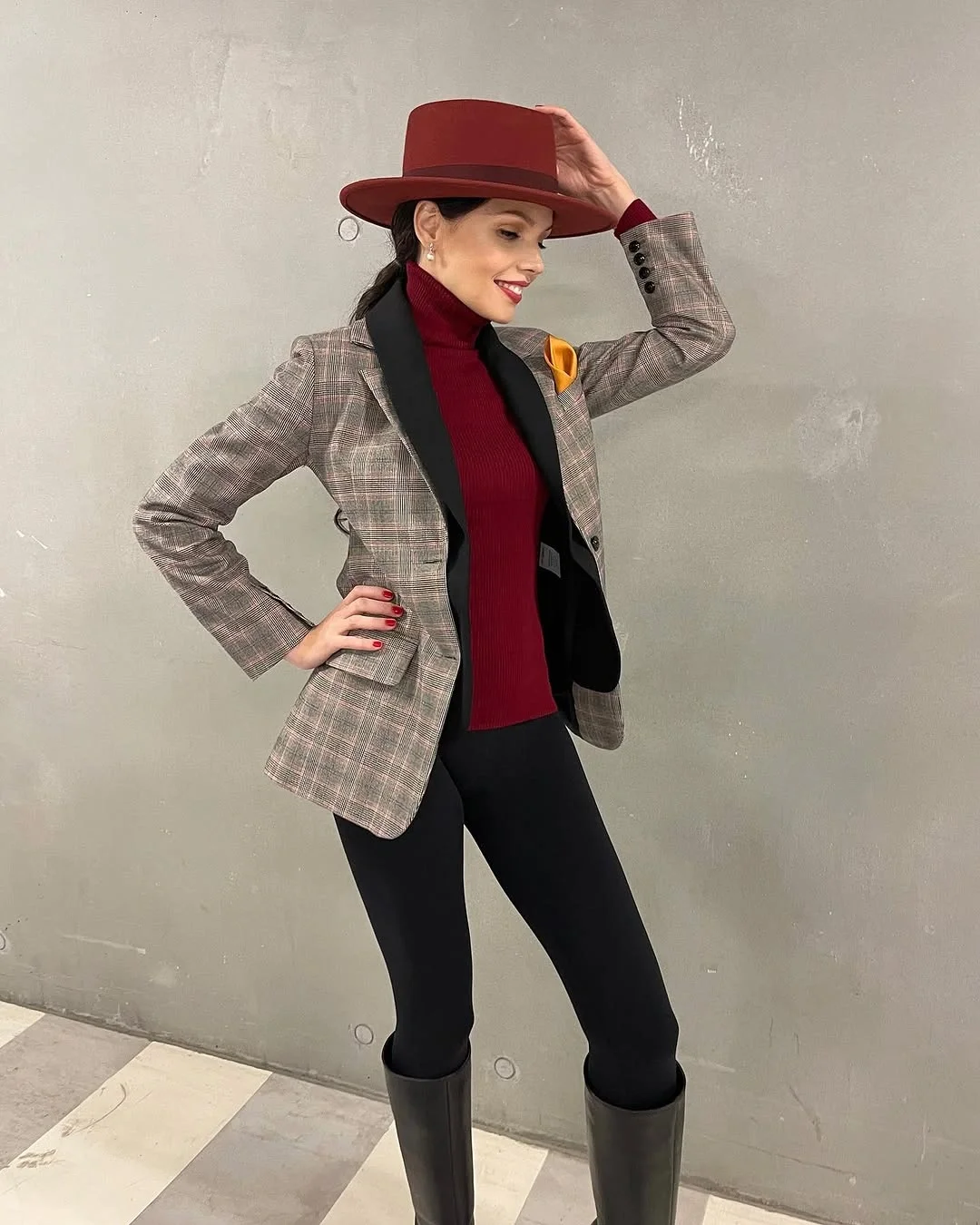 fall plaid outfits for women 2026 Burgundy Layers With Classic Plaid Elegance