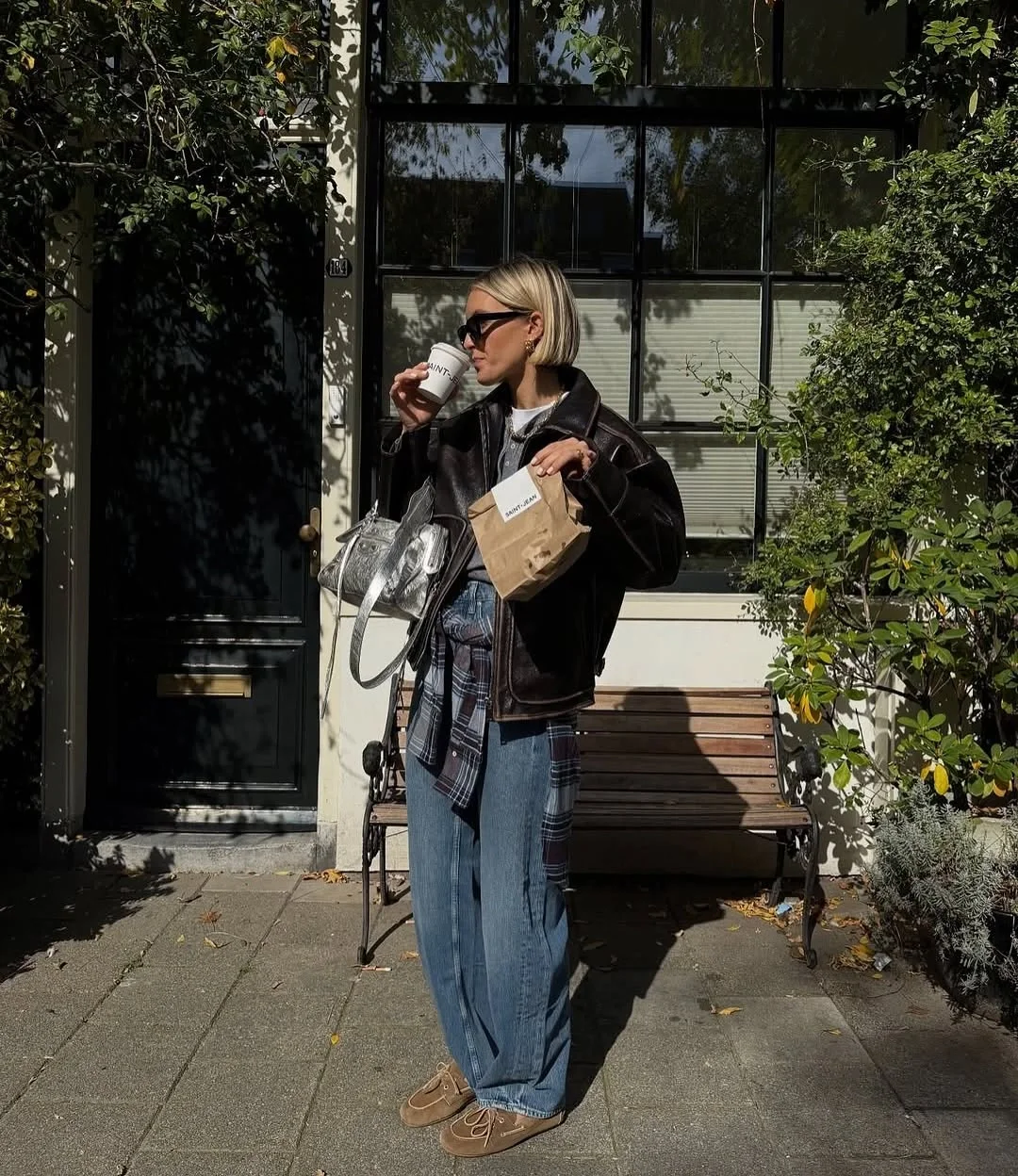 fall plaid outfits for women 2026 Relaxed Denim And Plaid Layering