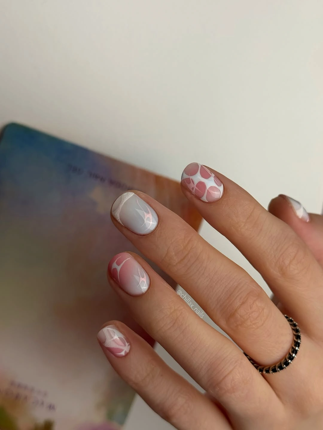 fall short nails 2026 Soft Pink Abstract Art for an Early Fall Refresh