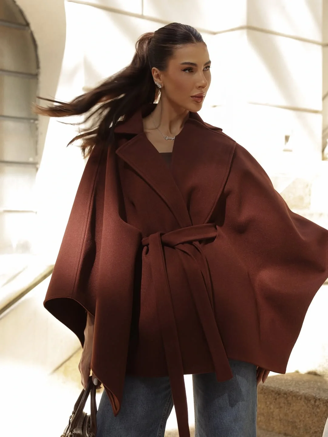 fall streetwear outfits 2026 Chocolate Cape For Effortless Elegance