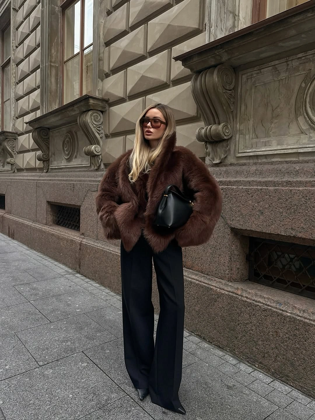 Faux Fur Jacket Outfit Ideas Every Woman Will Want To Wear This Winter 17 faux fur jacket Minimal Tailoring With Rich Cocoa Faux Fur