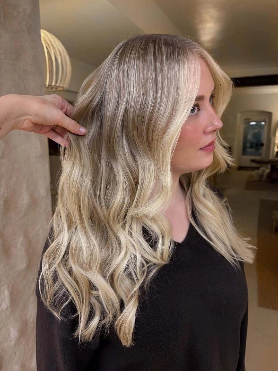 full head babylights blonde on brown hair Creamy Blonde Babylights With A Bright Face Frame