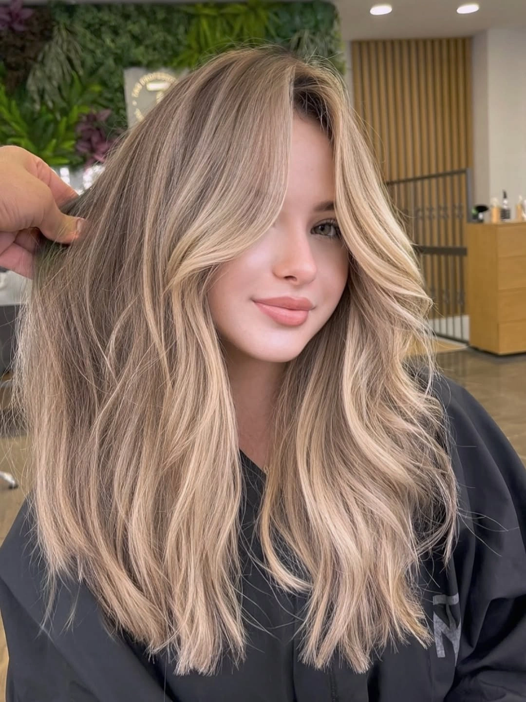 full head babylights blonde on brown hair Warm Beige Babylights With Bright Face Framing