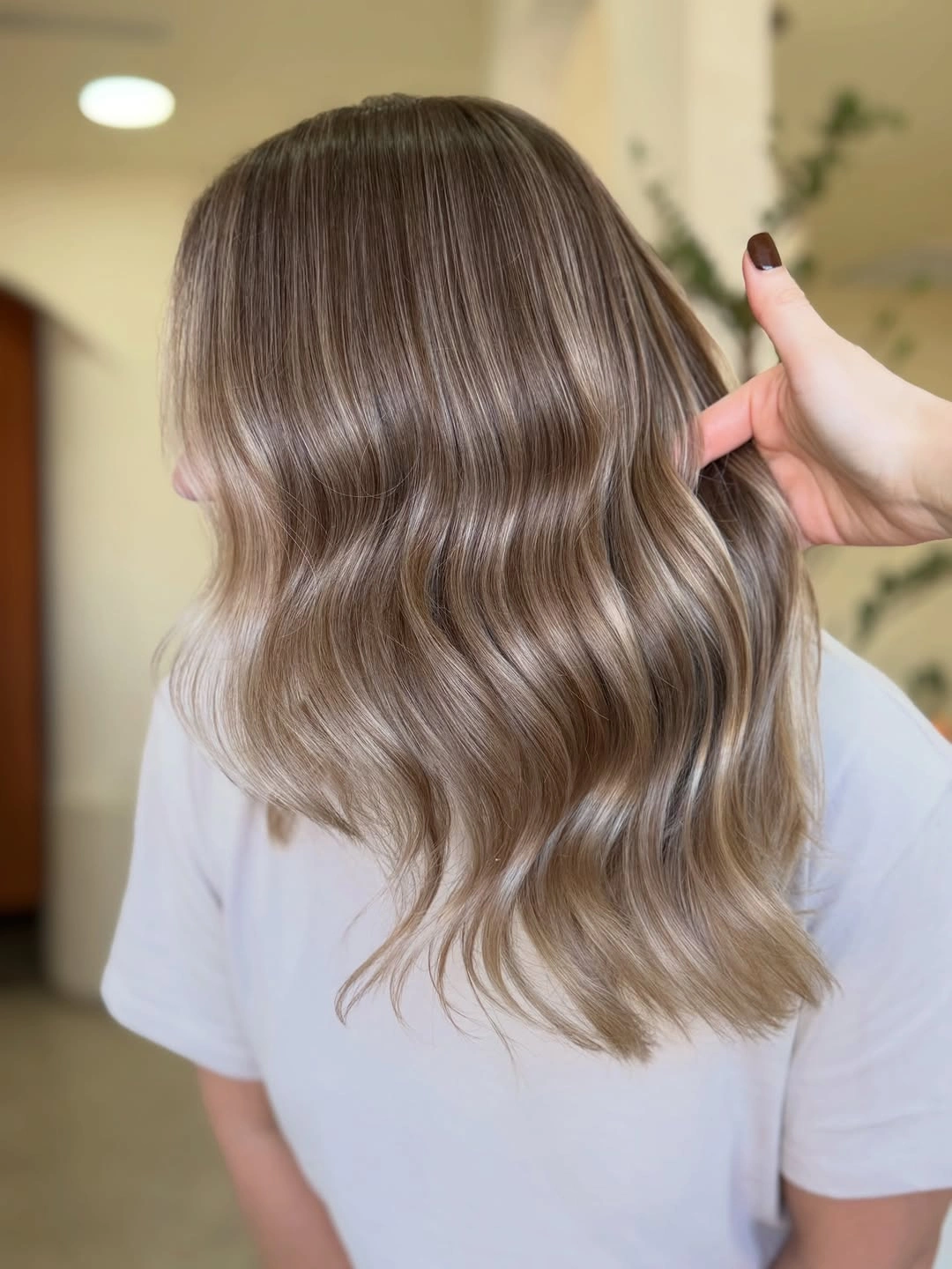 full head babylights blonde on brown hair Soft Beige Waves With Delicate Dimension
