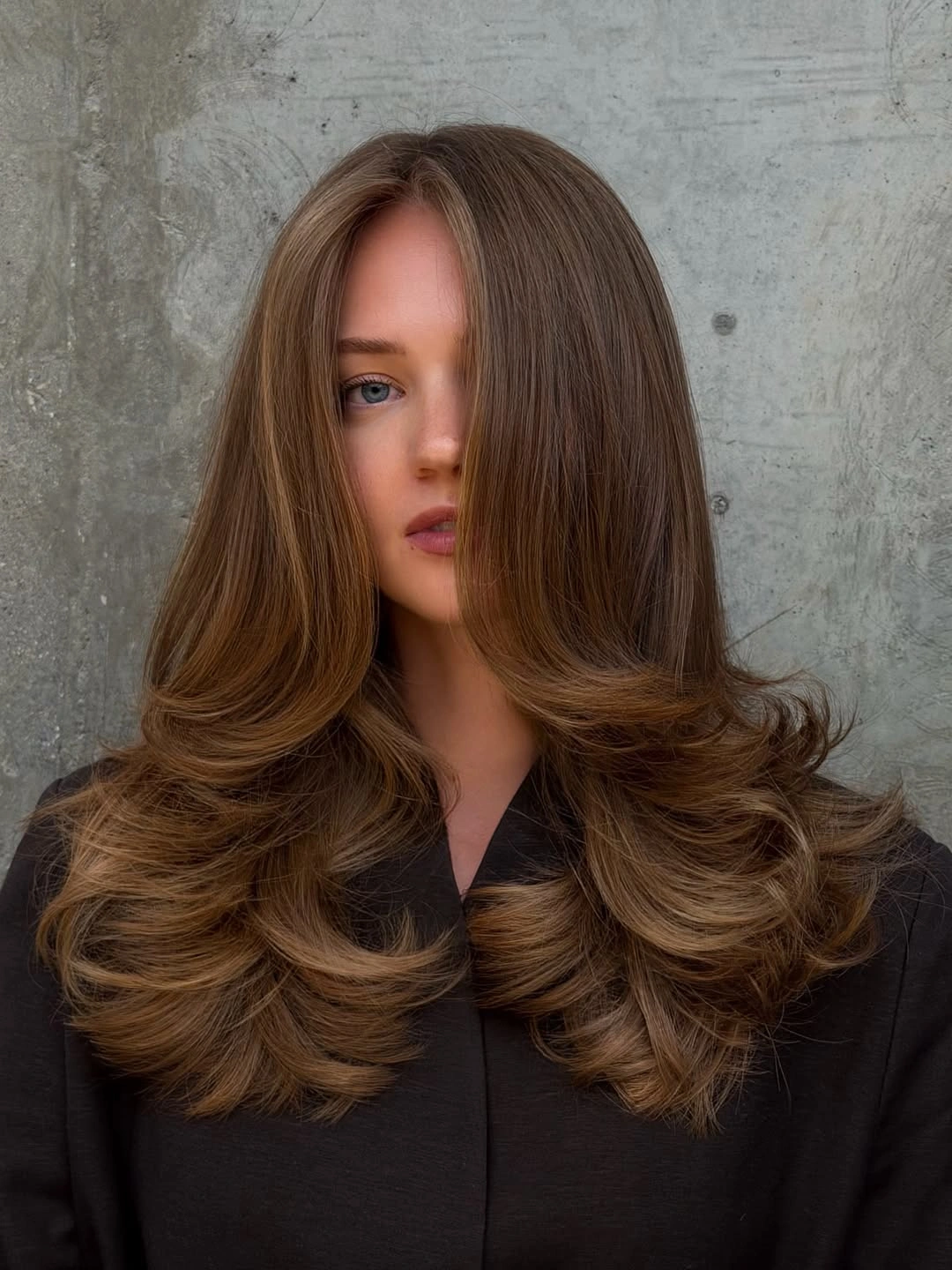 hair lowlights: color ideas and inspiration Soft Espresso Lowlights With Voluminous Layers