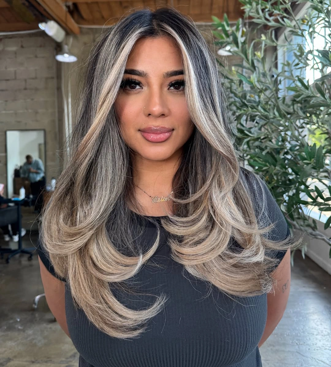 hair lowlights: color ideas and inspiration Soft Mushroom Brunette With Bright Face-Framing Lowlights
