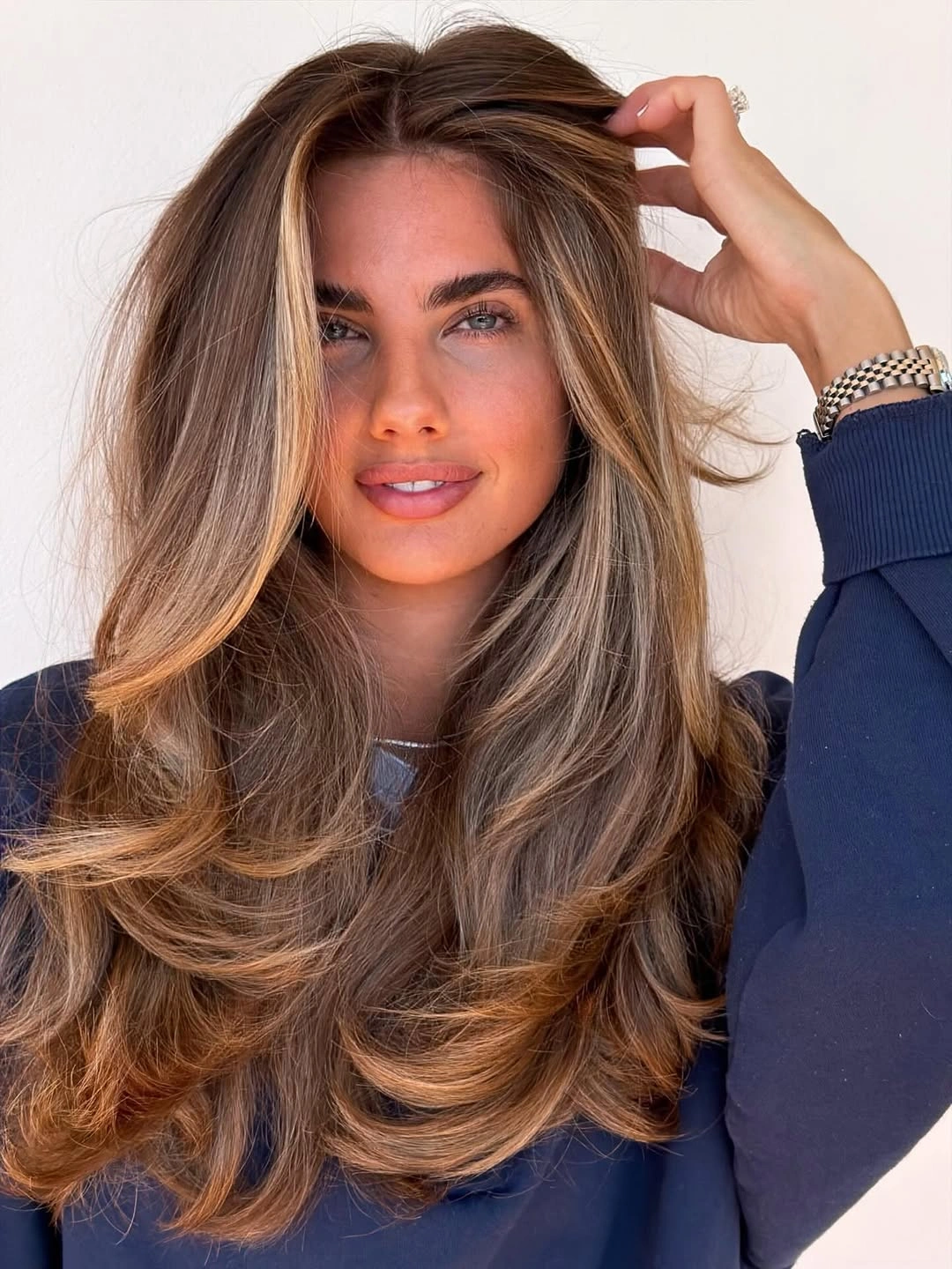 hair lowlights: color ideas and inspiration Warm Mocha Blend With Luminous Face Framing