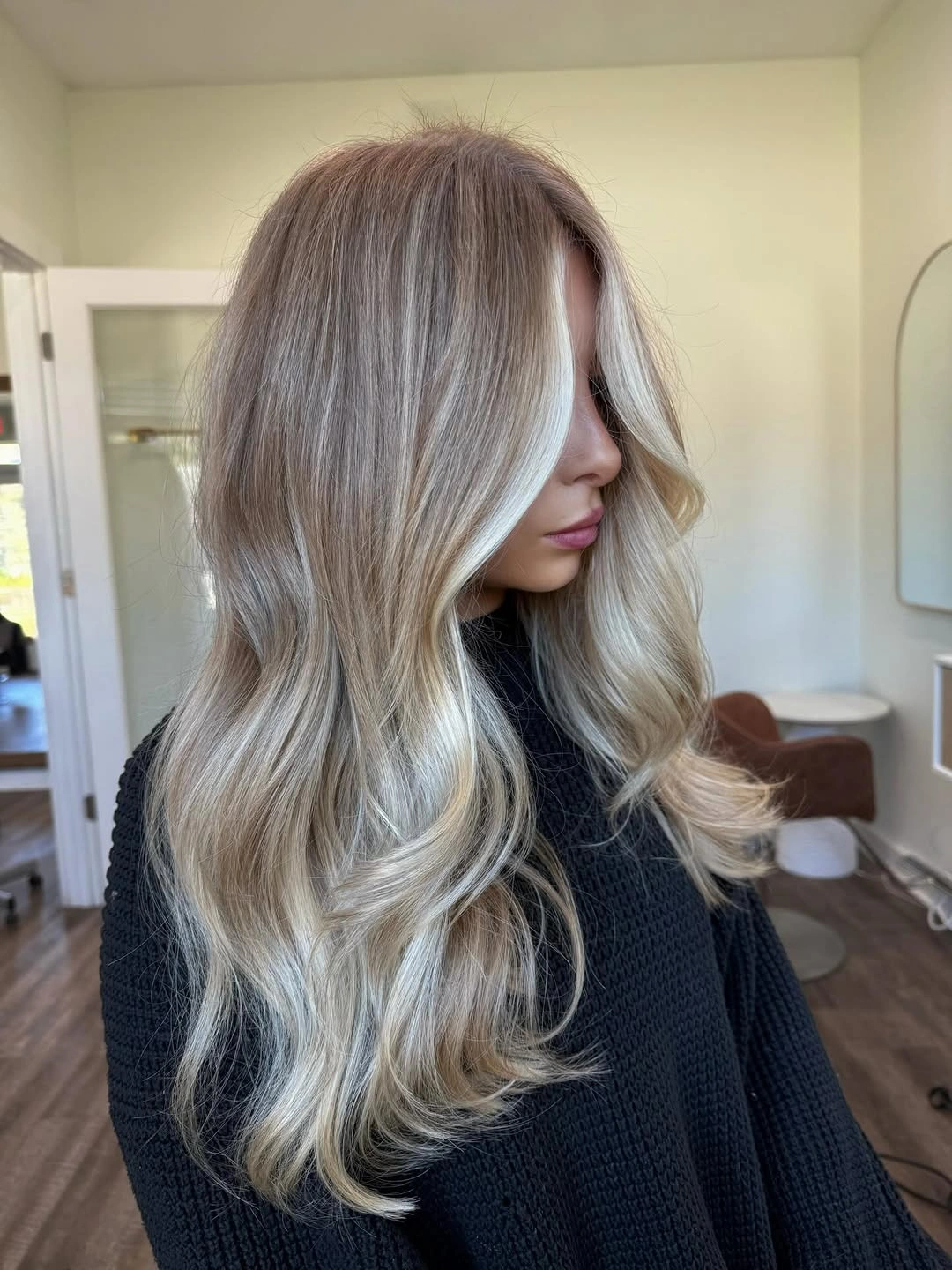 hair lowlights: color ideas and inspiration Cool Pearl Blonde With Silky Shadowing