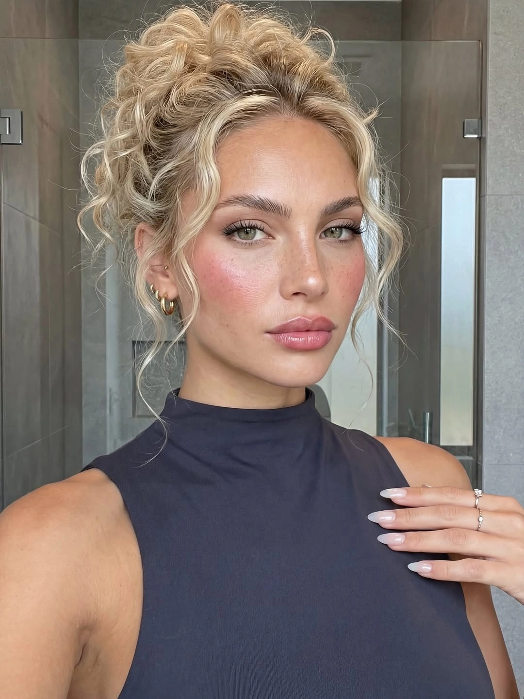 heatless curls hairstyle Romantic Curly Updo With Face Framing Pieces