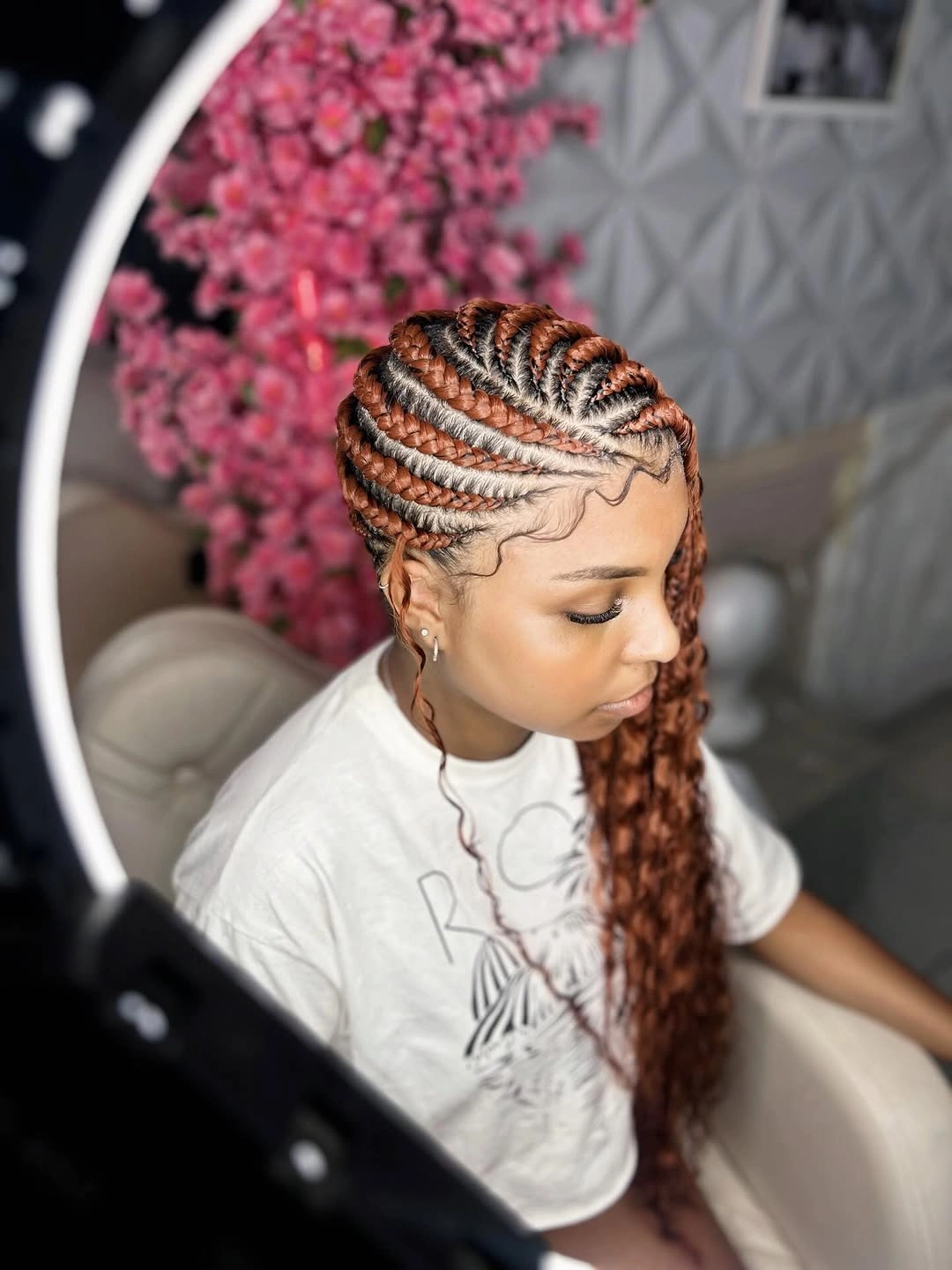 lemonade braid hairstyle Rich Copper Lemonade Braids With Dimensional Finish