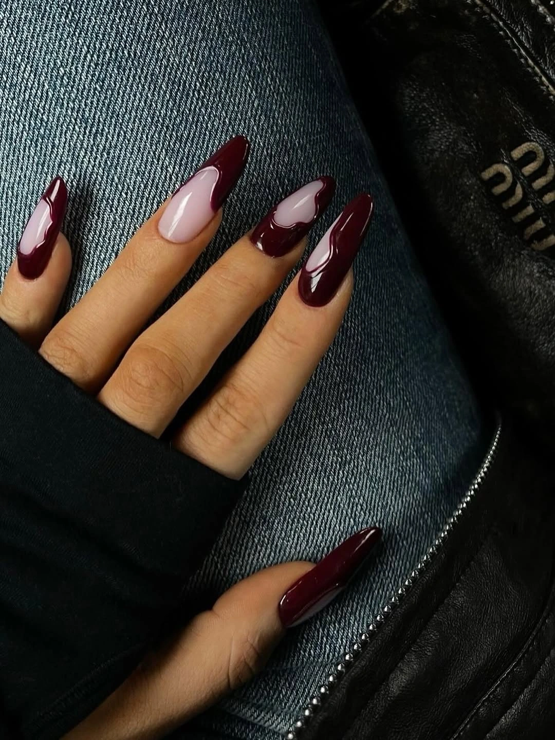 september nail art ideas 2026 Modern Burgundy Aura French Nails