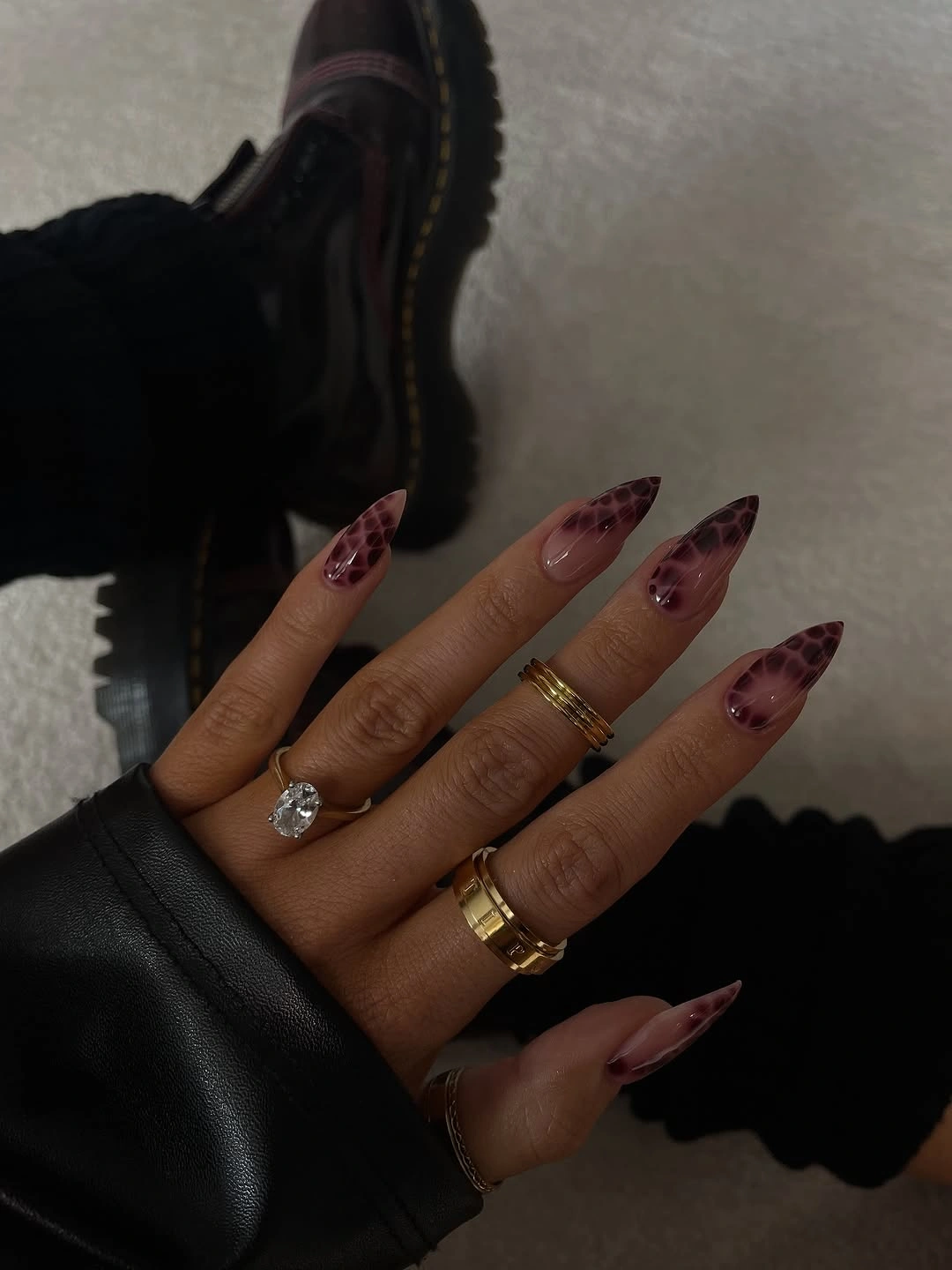 september nail art ideas 2026 Smoky Animal Print Almond Nails