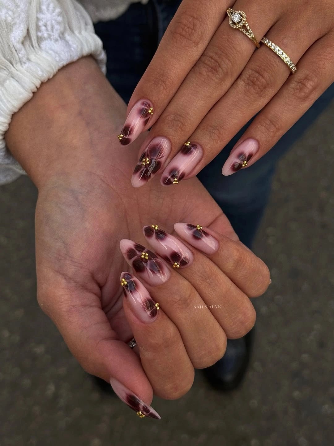 september nail designs 2026 Soft Burgundy Watercolor Bloom Nails