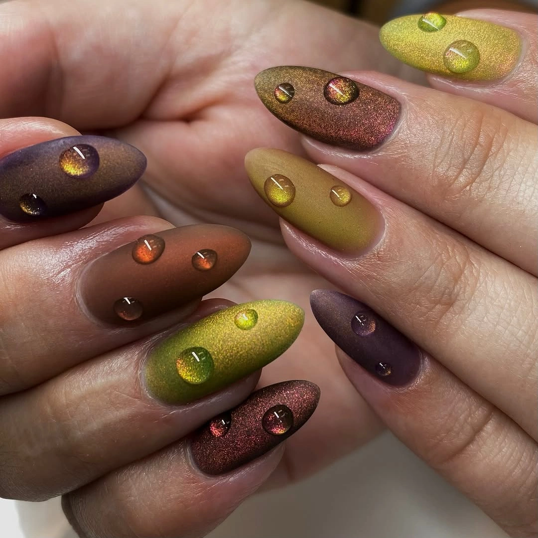 september nails color 2026 Velvet Earth Tone Cat Eye Nails