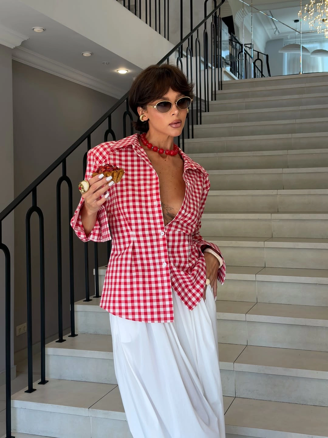 september outfits ideas 2026 Gingham And Flowing White Separates
