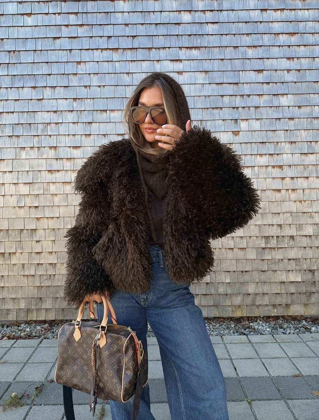 Shaggy Jacket Outfit Ideas for Women That Make Faux Fur Look Chic 19 shaggy jacket Dark Shaggy Jacket With Casual Confidence