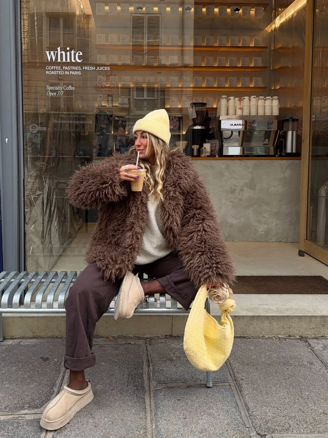 Shaggy Jacket Outfit Ideas for Women That Make Faux Fur Look Chic 4 shaggy jacket Coffee Run In Rich Chocolate Layers