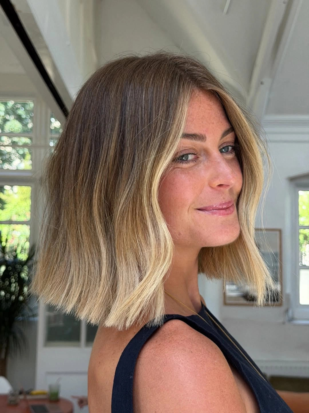short bobbed hairstyle Blunt Blonde Bob With Bright Dimension