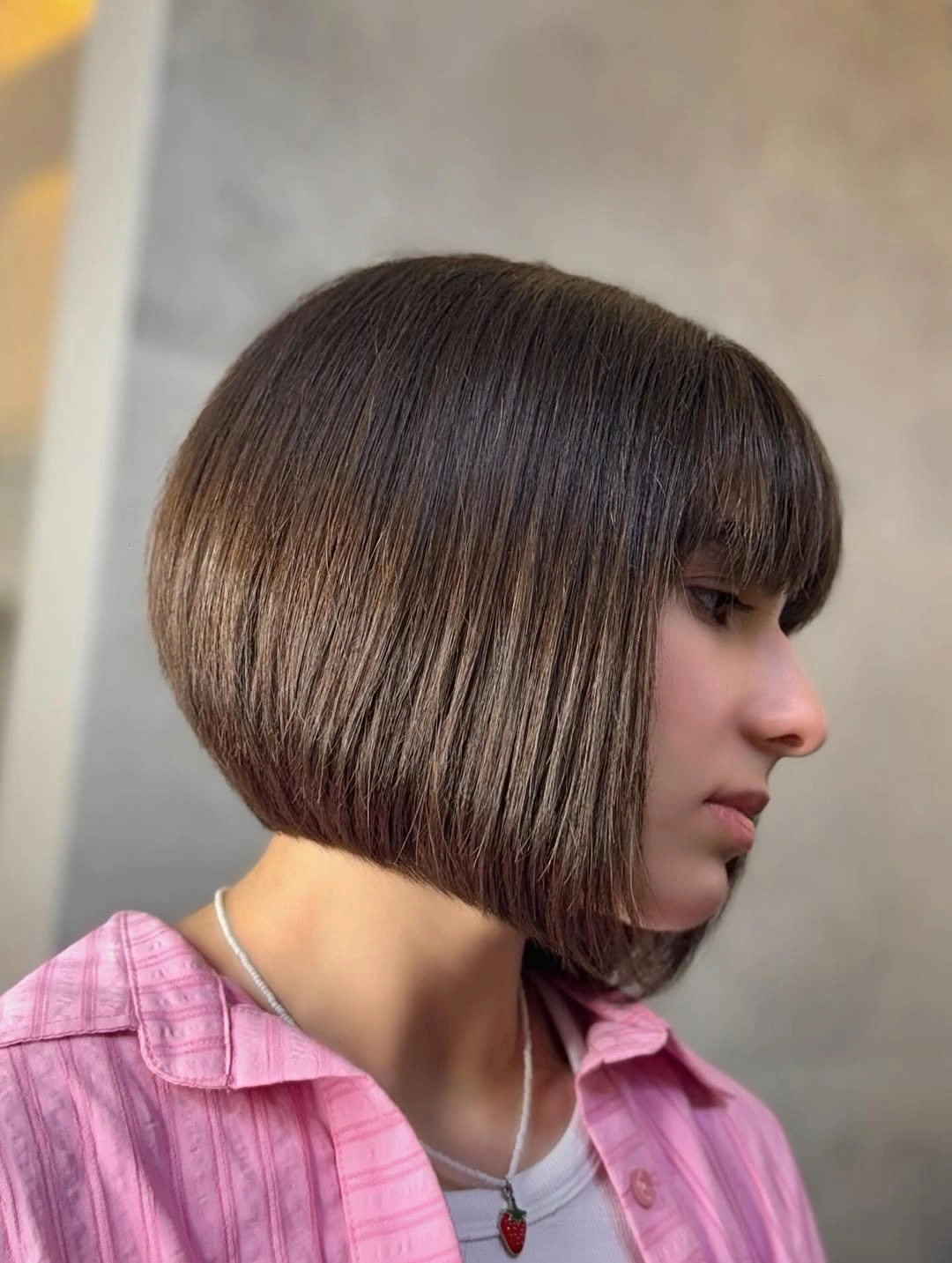 short bobbed hairstyle Classic Rounded Bob With Full Fringe