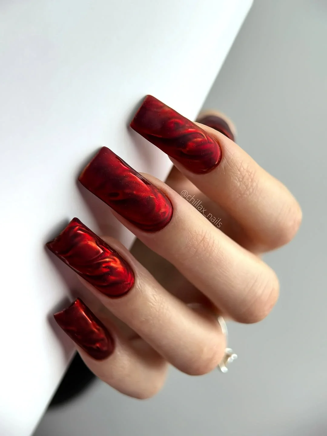 trendy nail colors for august 2026 Dark Cherry Chrome Velvet Nails