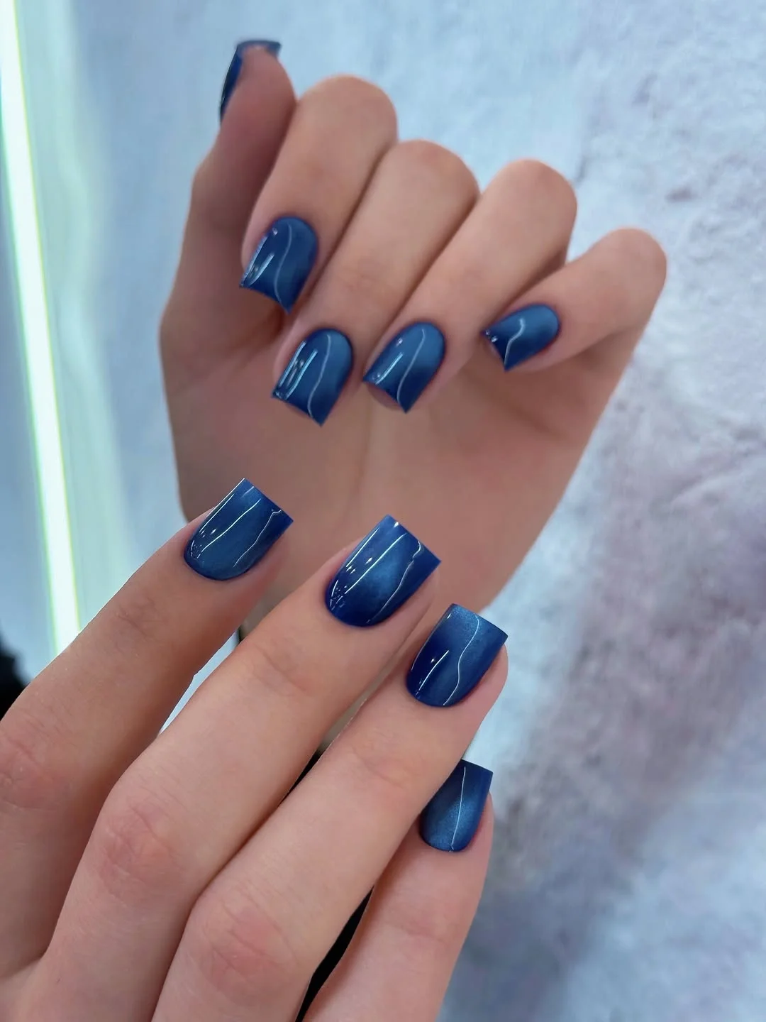 trendy nail colors for august 2026 Deep Sapphire Cat Eye Nails
