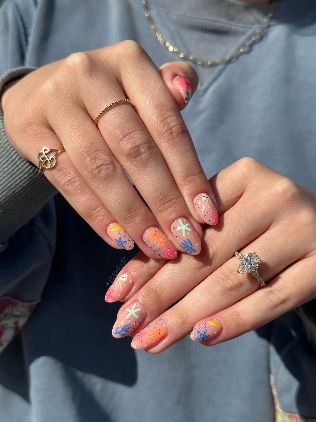 trendy nail colors for august 2026 Playful Ocean-Inspired Almond Nails