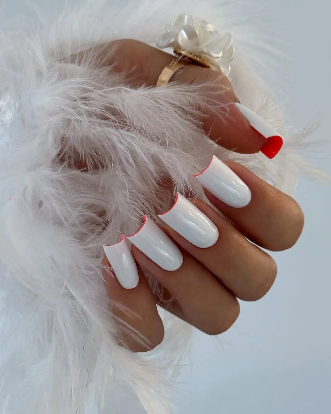 trendy nail colors for august 2026 Minimal White Nails With Neon Accent Tips