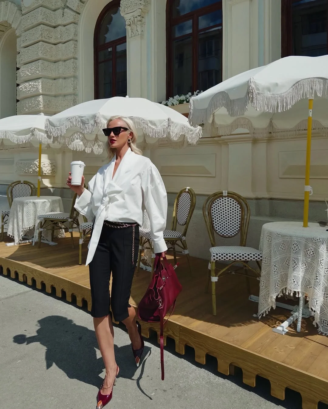 Trendy Outfits Ideas for August 2026 Classic Monochrome With A Burgundy Accent