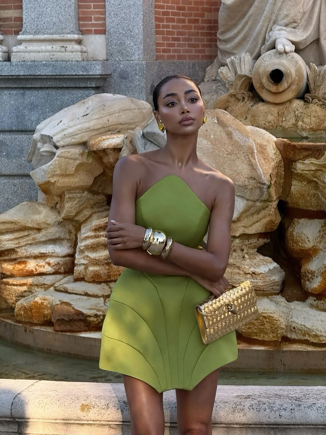 warm weather fall outfits 2026 Modern Green Minimalism With Gold Accents