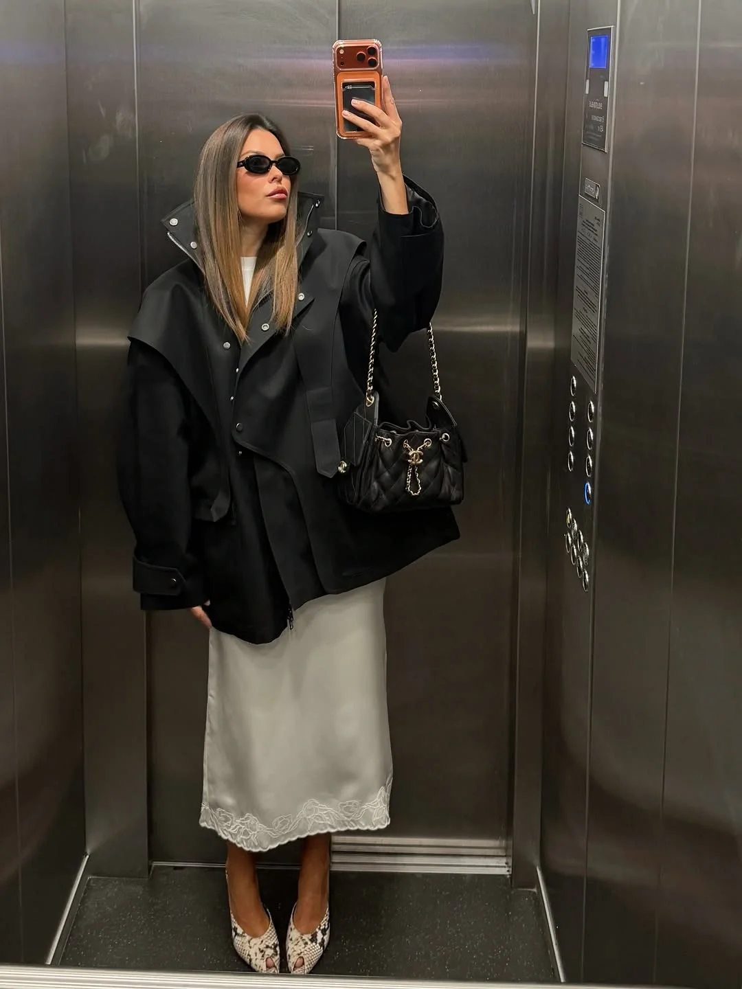 warm weather fall outfits 2026 Modern Black Outerwear With Satin Contrast
