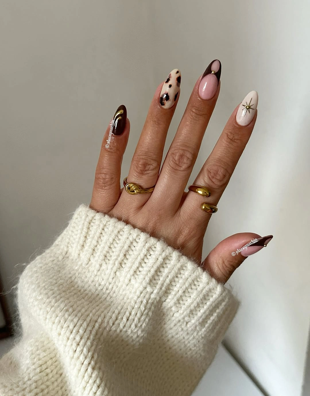 autumn nails color Leopard Accents With Burgundy French Tips