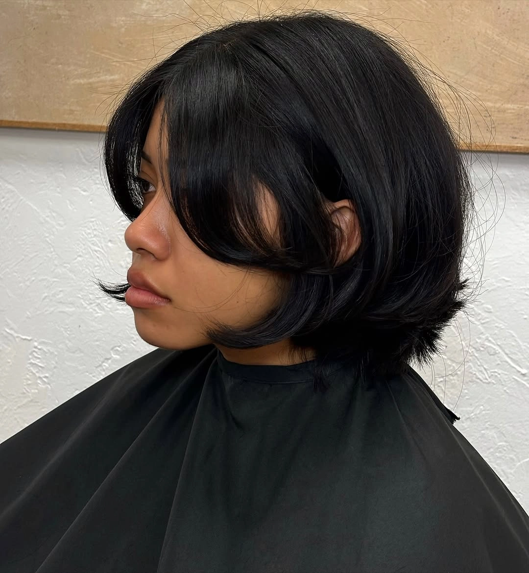 bob with layers haircut - Soft Short Bob With Curtain Layers