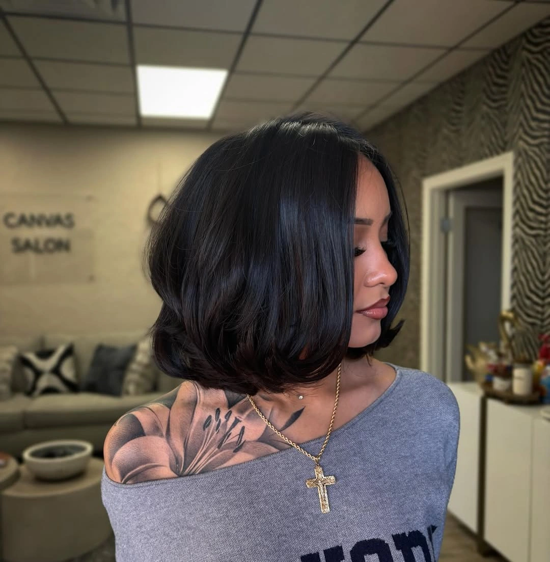 bob with layers haircut - Glossy Short Bob With a Polished Curve