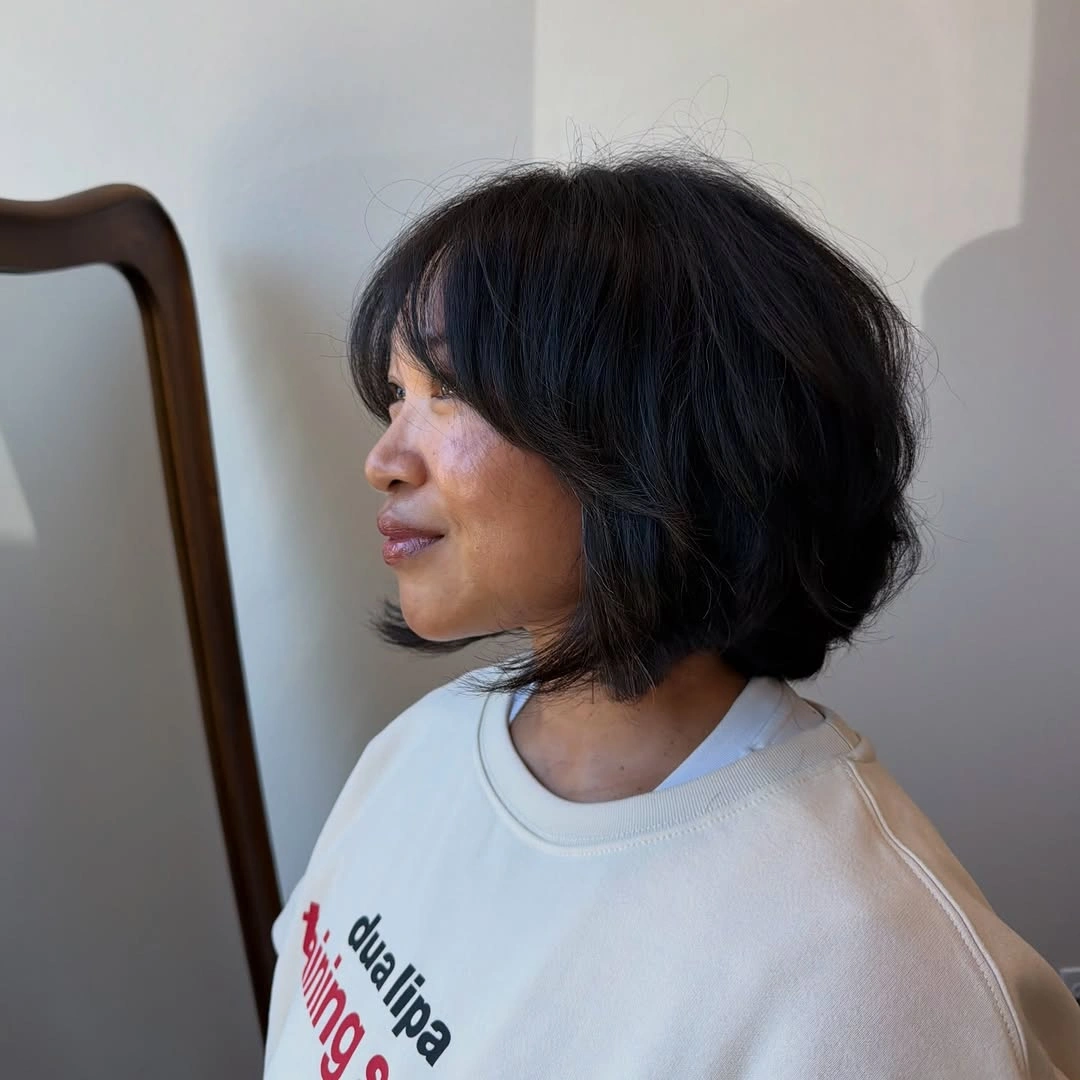 bob with layers haircut Soft Rounded Bob With Face Framing Layers