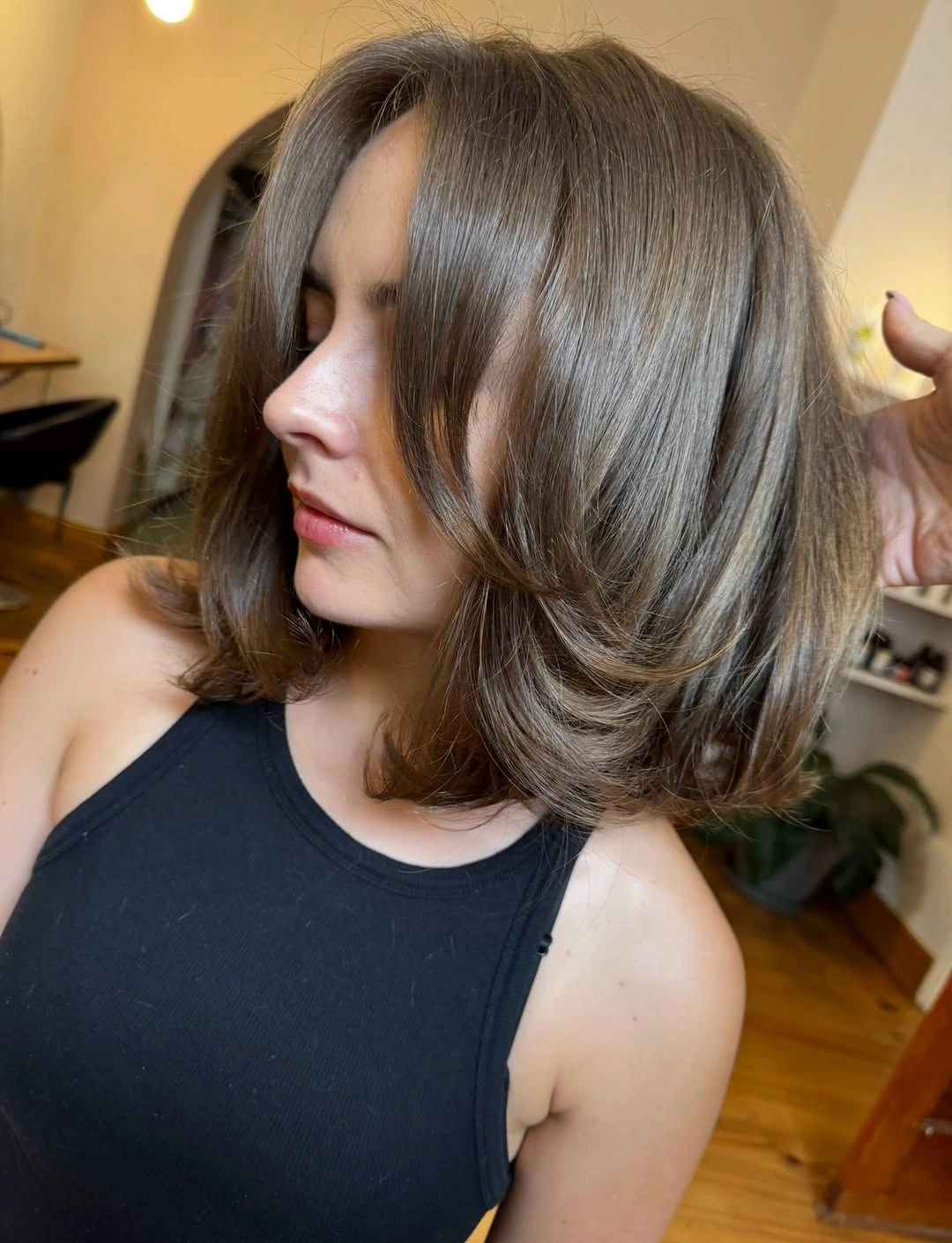 bob with layers haircut Glossy Shoulder Bob With Swooping Layers