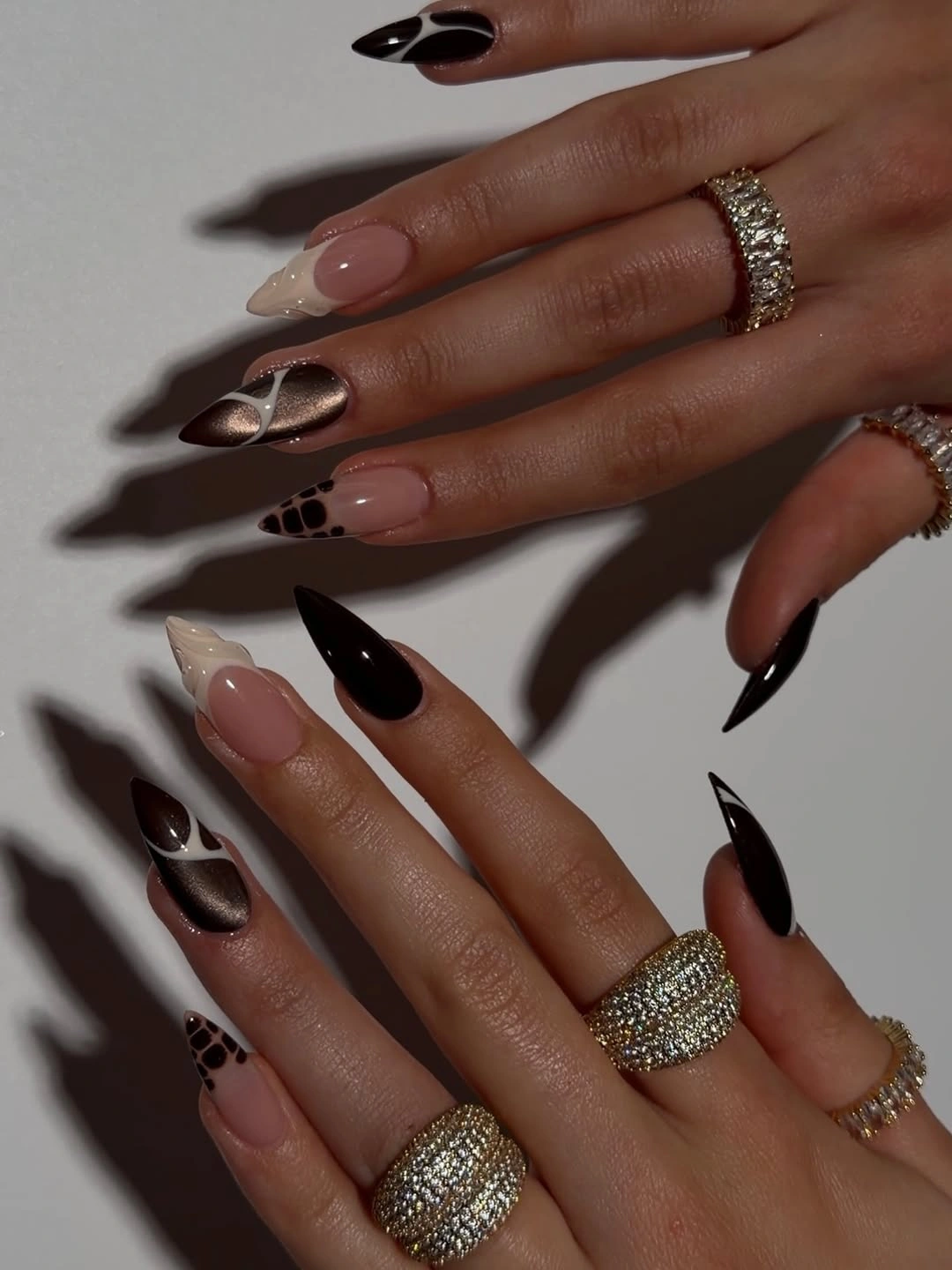 brown fall nails 2026 Dark Brown Chrome And Graphic Art