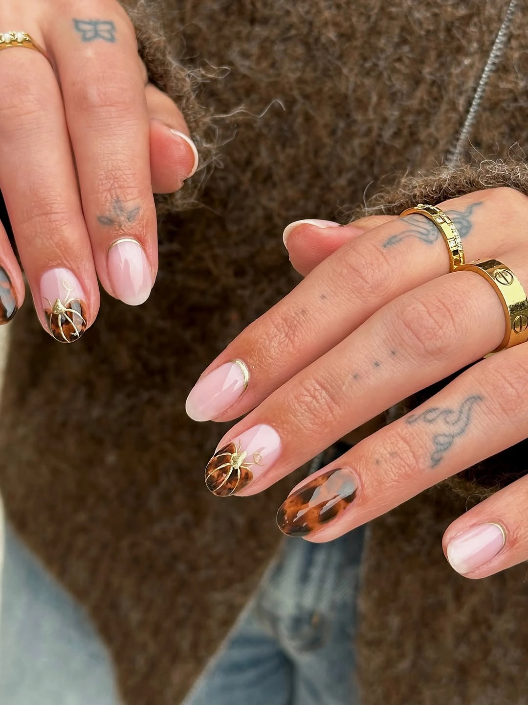 brown fall nails 2026 Elegant Brown Accents With Modern Tortoiseshell