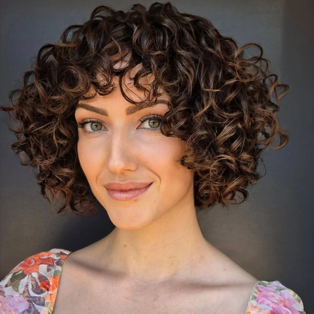 curly bob haircut Rounded Bob With Curly Bangs