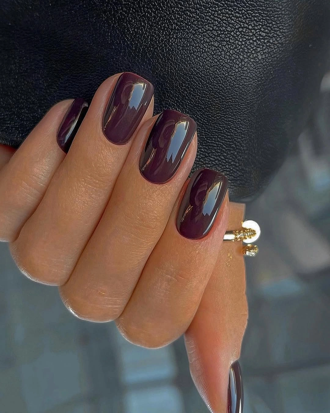 dark fall nails 2026 deep plum glossy manicure