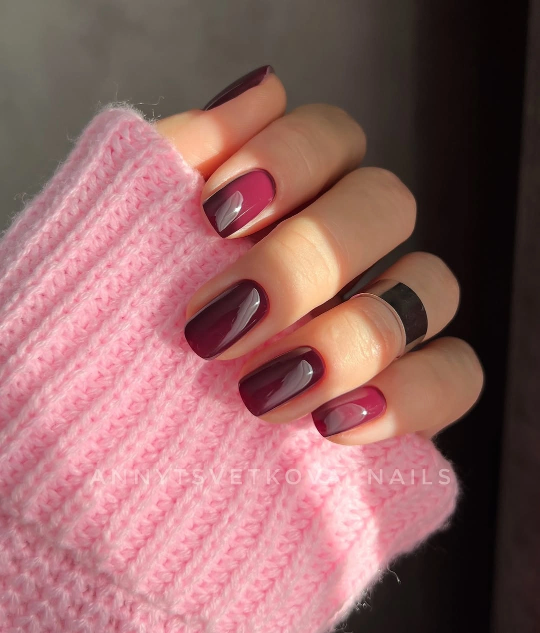 dark fall nails 2026 Glossy Burgundy For A Cozy Fall Mood