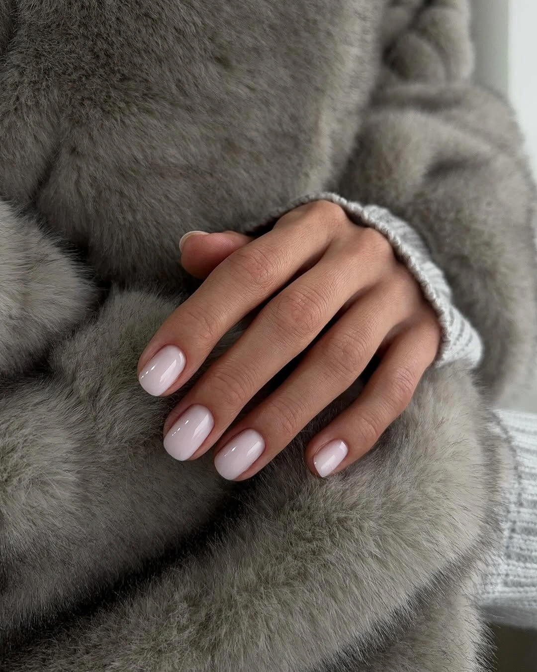 early fall nails 2026 Sheer Milky Pink Short Nails