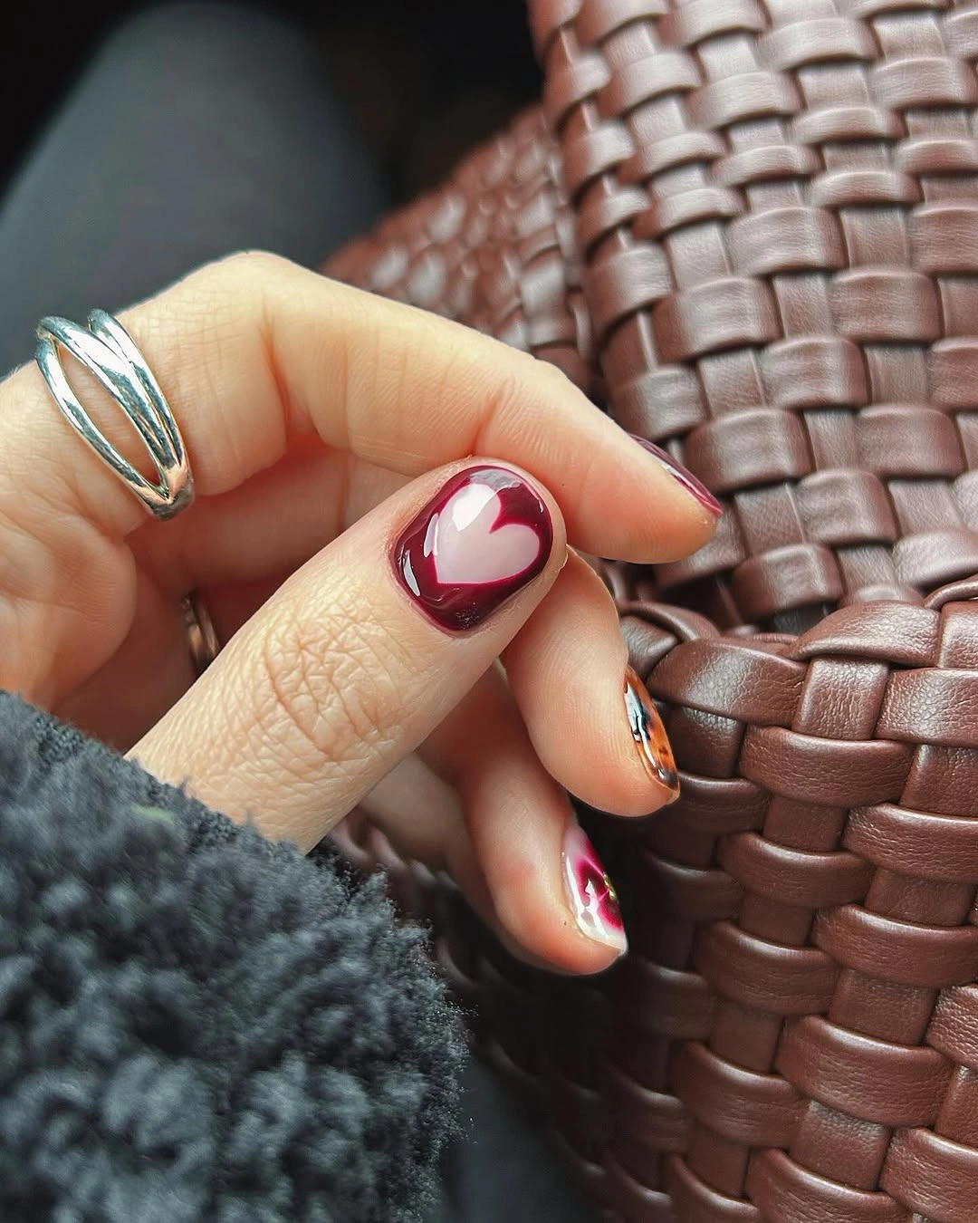 fall burgundy nails with design Minimal Burgundy Heart Accent
