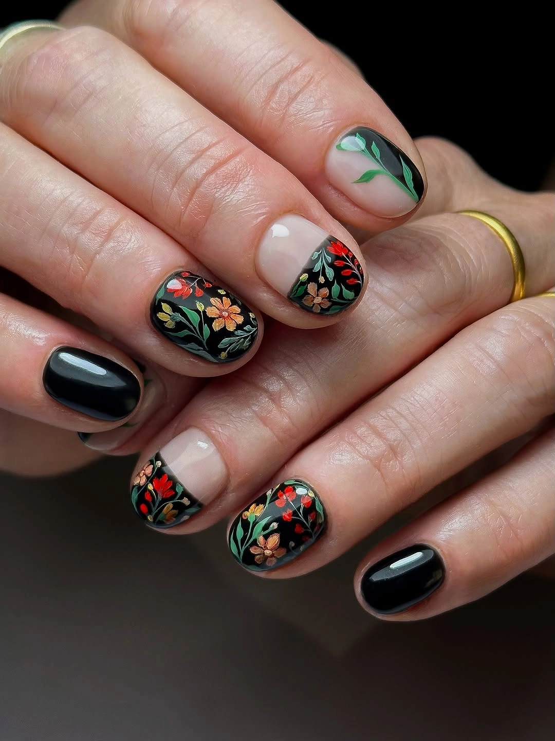 fall dark nail shadow ideas 2026 Midnight Botanical Garden