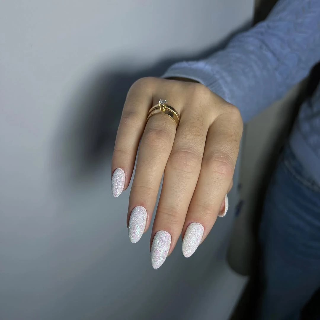 fall dip nails 2026 Frosted White Almond Nails