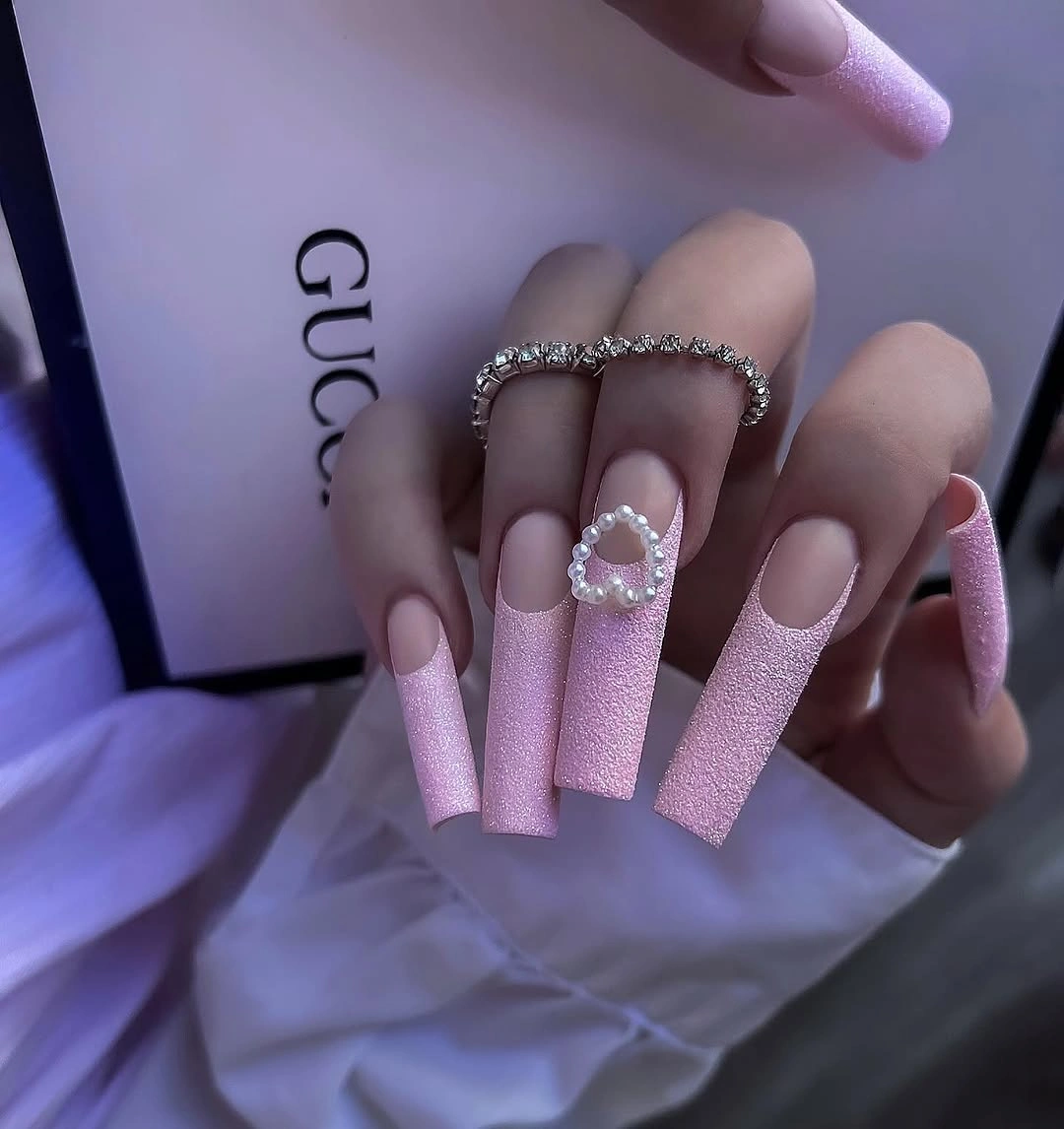 fall dip nails 2026 Pink Sugar French Coffin Nails