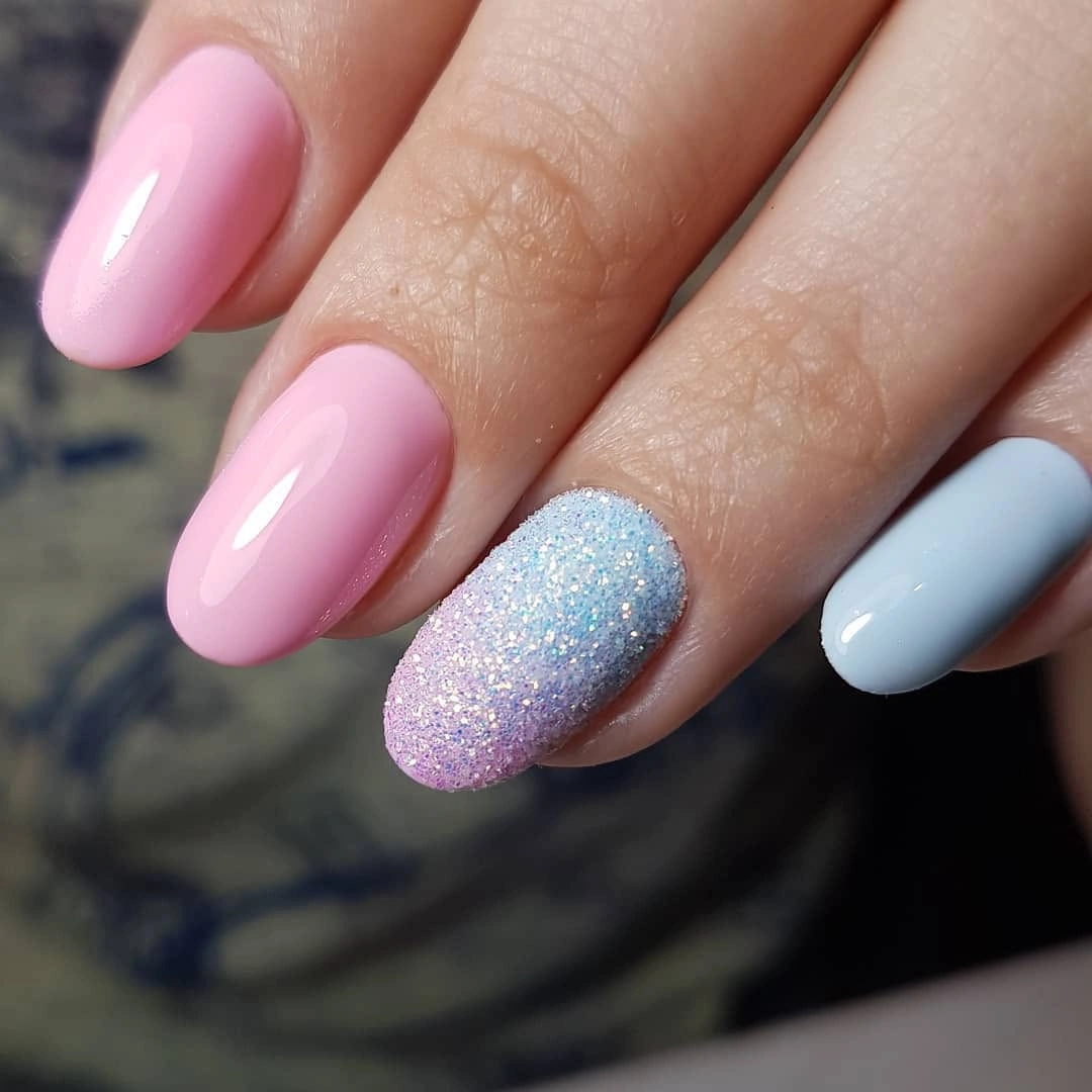 fall dip nails 2026 Pastel Glitter Almond Mix